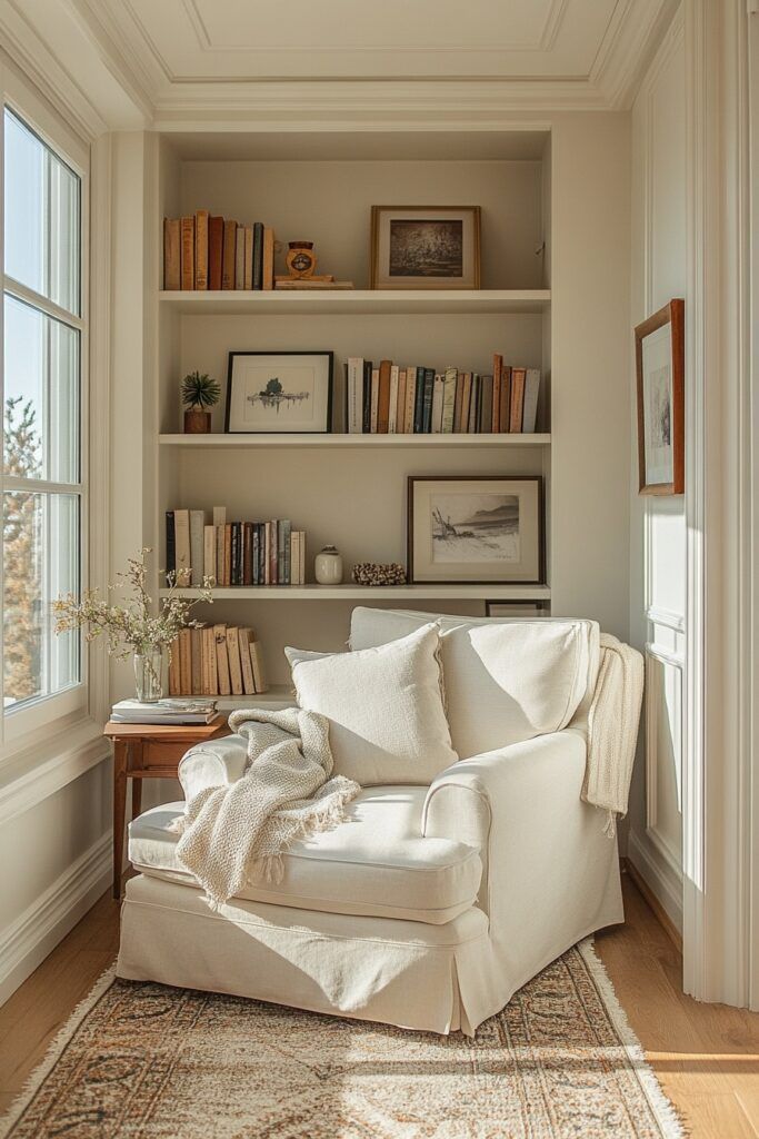 A reading nook with books